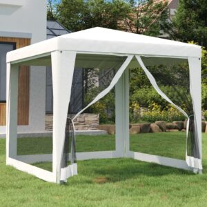 Outdoor Gazebo Canopy Tent with Mesh Insect Protection UV Water Resistant White