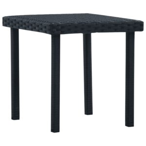 Outdoor Patio Rattan Tea Table Weather Resistant Garden Furniture Black Square