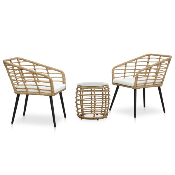 3 Piece Bistro Set Poly Rattan Oak