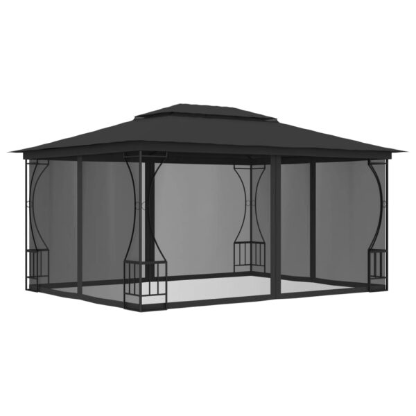 Outdoor Gazebo with Nets UV Resistant Fabric Canopy Sunshade for Garden Patio