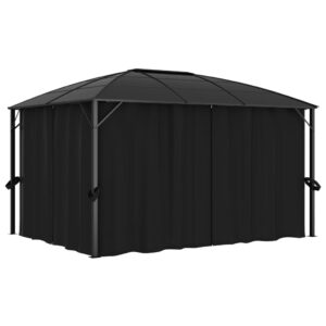 Gazebo with Curtains 400x300x265 cm Anthracite