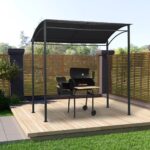 Heavy Duty BBQ Gazebo Weather-Resistant Polyester Canopy with Hooks Outdoor Grill Shelter