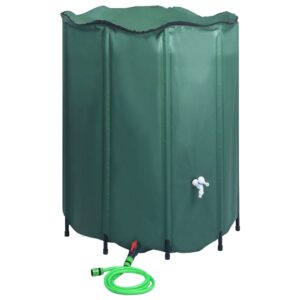 Collapsible Rain Water Barrel Tank with Spigot Durable PVC Garden Storage Green