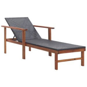 Outdoor Rattan Sun Lounger Patio Garden Poolside Recliner Weather-Resistant