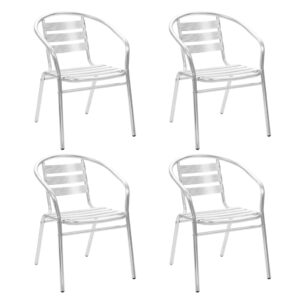 Aluminium Patio Chairs Set of Four - Stackable  Weatherproof Outdoor Seating