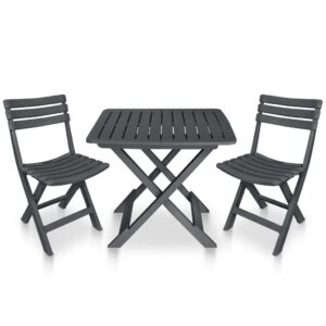 3 Piece Folding Bistro Set Plastic Anthracite