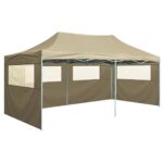 Folding Outdoor Canopy Tent UV Water Resistant with Sidewalls Cream Event Shelter