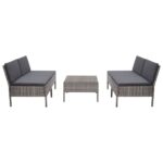 5 Piece Garden Sofa Set with Cushions Poly Rattan Grey