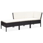 Outdoor Garden Lounge Set Poly Rattan Modular Sofa with Cream Cushions