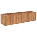 Teak Wood Garden Raised Bed Planter Weather Resistant Outdoor Grow Box Durable