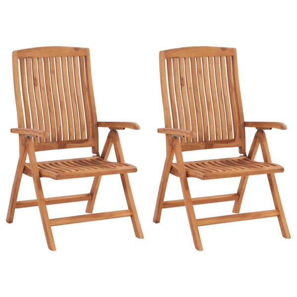 Solid Teak Wood Reclining Garden Chairs Set of Two Outdoor Patio Furniture