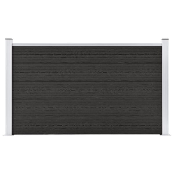 Grey WPC Garden Privacy Fence Panel Set Wood Grain Composite Aluminium Post