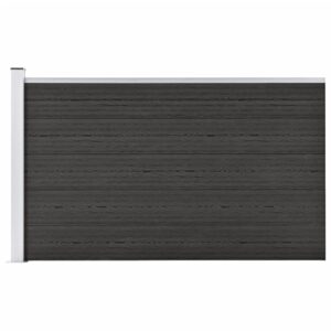 Grey WPC Garden Privacy Fence Panel Set Wood Grain Composite Board Modular