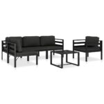 6 Piece Garden Lounge Set with Cushions Aluminium Anthracite