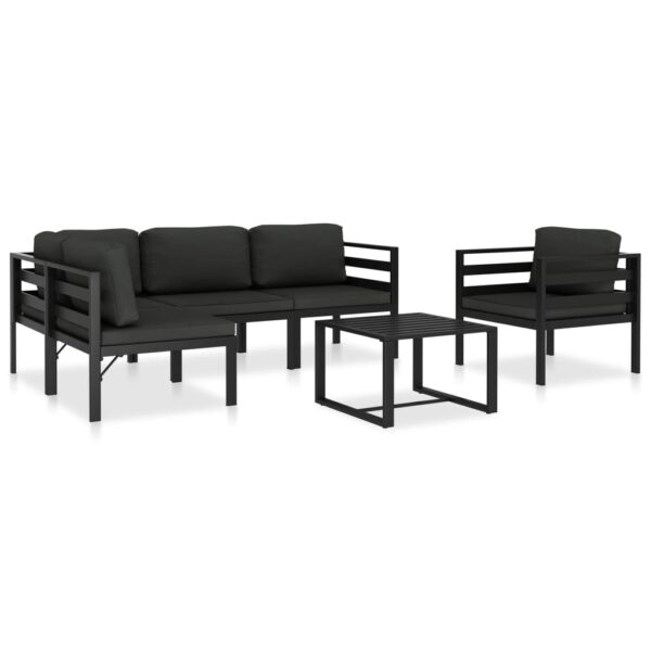 6 Piece Garden Lounge Set with Cushions Aluminium Anthracite