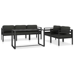 6 Piece Garden Lounge Set with Cushions Aluminium Anthracite