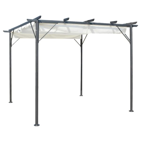 Outdoor Garden Pergola Retractable Roof Weatherproof Shade Canopy Cream White