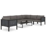 8 Piece Garden Lounge Set with Cushions Poly Rattan Anthracite