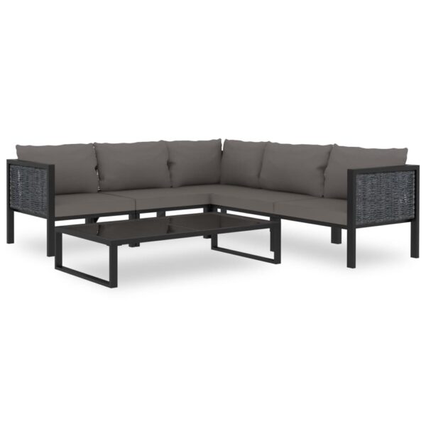 6 Piece Garden Lounge Set with Cushions Poly Rattan Anthracite