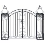 Wrought Iron Ornamental Garden Gate Elegant Design Corrosion Resistant Black