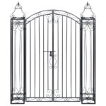 Wrought Iron Ornamental Garden Gate Elegant Design Corrosion Resistant Black