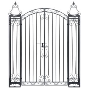 Wrought Iron Ornamental Garden Gate Elegant Design Corrosion Resistant Black