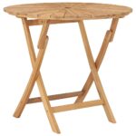 Folding Garden Table Ø 85 cm Solid Teak Wood