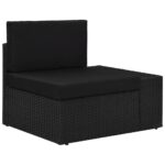 Sectional Corner Sofa with Left Armrest Poly Rattan Black