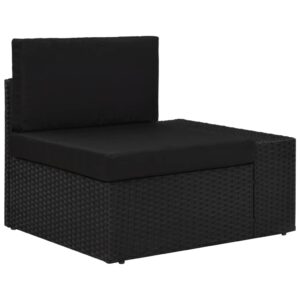 Sectional Corner Sofa with Left Armrest Poly Rattan Black