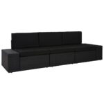 Outdoor Sectional Sofa Poly Rattan Weather-Resistant Modular Couch Black