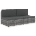 Sectional Sofa 2-Seater Poly Rattan Grey