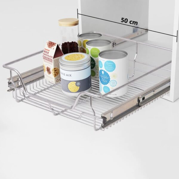 Chrome-Plated Kitchen Cabinet Pull-Out Wire Baskets Smooth Sliding Storage