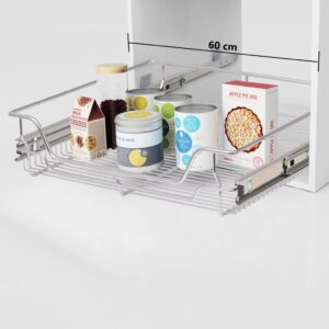 Chrome-Plated Kitchen Cabinet Pull-Out Wire Baskets Smooth Sliding Storage