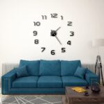 Extra Large High Gloss Black 3D Wall Clock DIY Modern Design Home Decor Easy Install