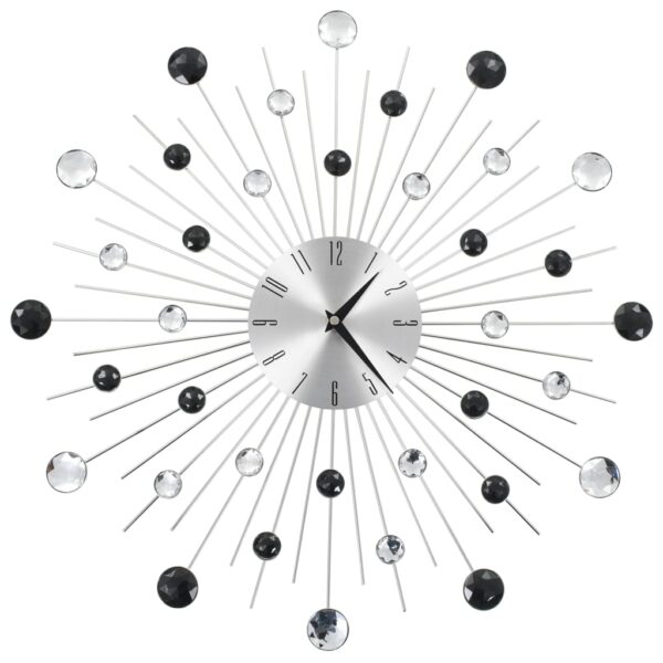 Elegant Modern Wall Clock Quartz Movement Acrylic Beads Silver Black Decor 50cm