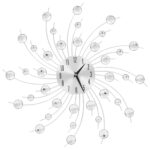 Modern Silver Wall Clock Quartz Movement Elegant Acrylic Beads Decor 50cm