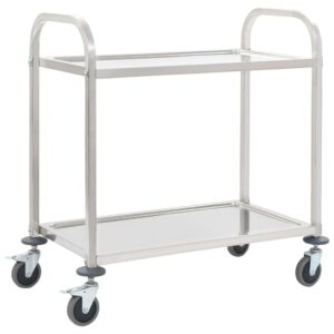 Stainless Steel Kitchen Serving Cart Rolling Utility Storage Trolley Organizer