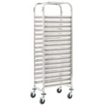 Stainless Steel Kitchen Trolley Cart with Swivel Castors for Catering Storage