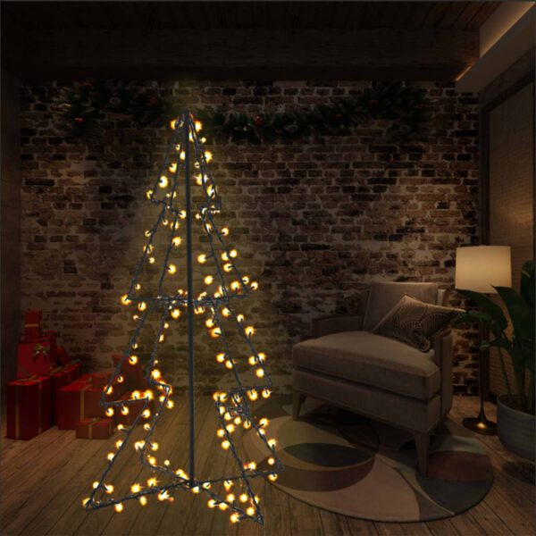 LED Christmas Cone Tree Warm White Light Indoor Outdoor Decor Water Resistant