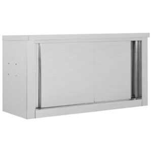 Stainless Steel Kitchen Wall Cabinet Sliding Doors Spacious Hygienic Storage