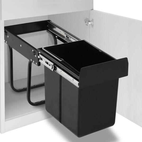 Soft-Close Kitchen Cupboard Waste Bin Pull-Out Garbage Organizer Black ABS PP