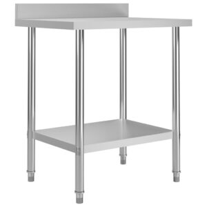 Commercial Stainless Steel Kitchen Prep Table with Backsplash Adjustable Feet