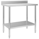 Commercial Stainless Steel Kitchen Prep Table with Shelf and Backsplash