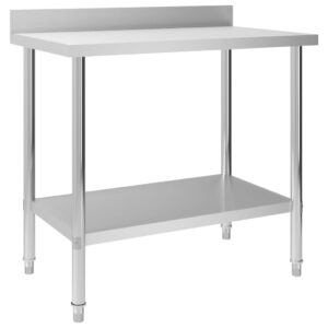 Commercial Stainless Steel Kitchen Prep Table with Shelf and Backsplash