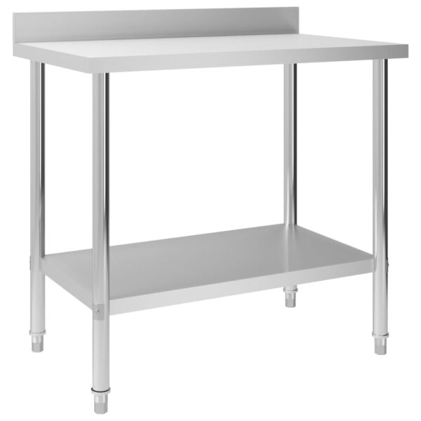 Commercial Stainless Steel Kitchen Prep Table with Shelf and Backsplash