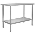 Stainless Steel Commercial Kitchen Prep Table Heavy Duty Adjustable Shelf Silver