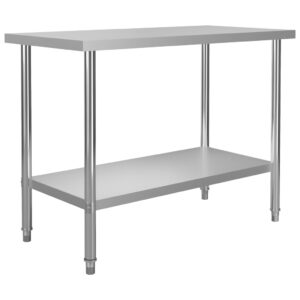 Stainless Steel Commercial Kitchen Prep Table Heavy Duty Adjustable Shelf Silver