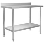 Kitchen Work Table with Backsplash 120x60x93 cm Stainless Steel