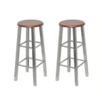 Bar Stools 2 pcs Metal with MDF Seat