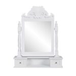 Elegant White Vanity Makeup Table Adjustable Swing Mirror MDF Chic Dressing Desk